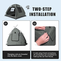 Grey Cat Tent House、Cat's Nest, Portable Indoor/Outdoor Pet Tent House for Cats, Puppies and Other Small Animals