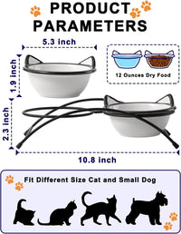 Y YHY Cat Food Bowls, 12 oz Raised Cat Bowls for Food and Water,Ceramic Elevated Pet Dishes Bowls - image 2