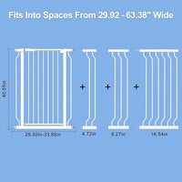 WAOWAO Extra Tall 40.55" Baby Gate 29.92-63.38" Wide Pressure Mounted Walk Through Swing Auto Close Safety White Metal Toddler Child Dog Pet for Indoor Stairs,Doorways,Kitche