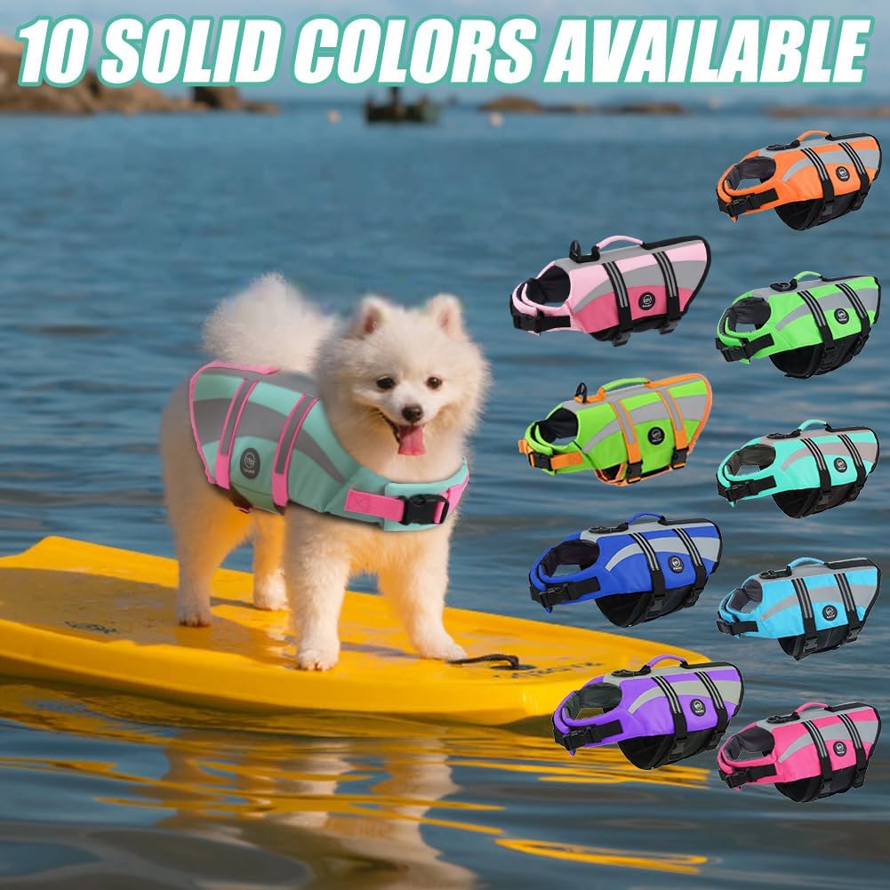 EMUST Dog Life Jacket, High Visibility Dog Life Vests with 2 Rescue Handles – Essentials for Dogs - XL / NewTurquoise - image 3