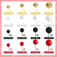 48 Pcs Balls Cake Topper Decorations Balloon Cupcake Toppers Foam - A06-black, Red, White, Gold - image 2