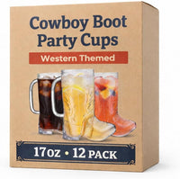 JoyServe 17 Oz Cowboy Boot Cups Reusable Plastic Drink Mugs – Fun for Kids & Family