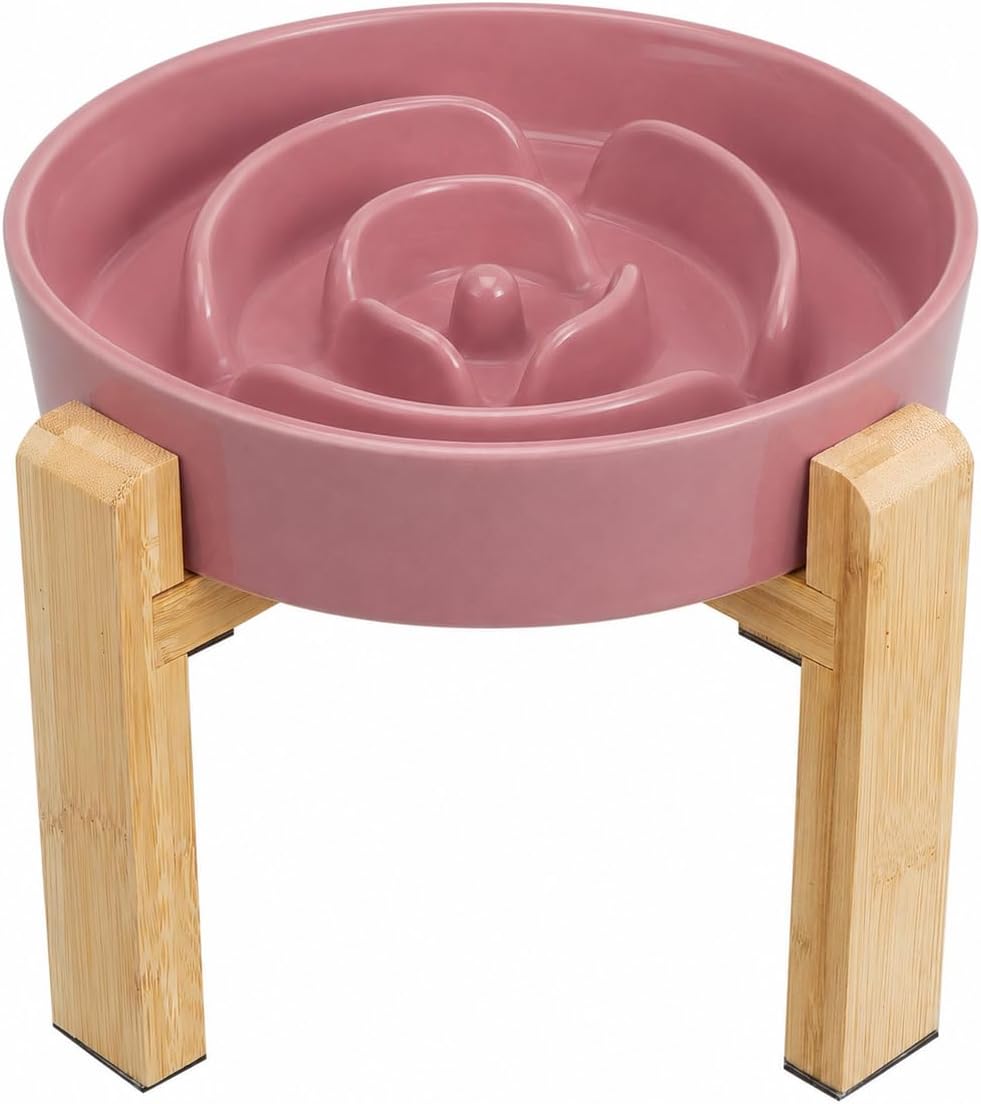 Elevated Slow Feeder Dog Bowl - Pink / 3.2 Cups