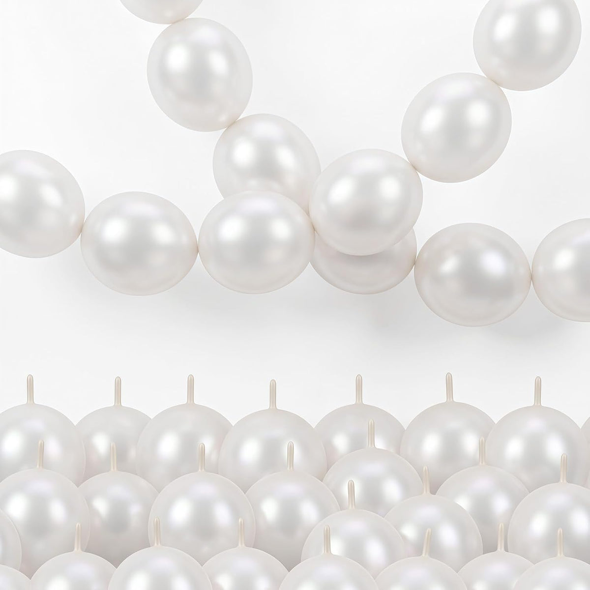 Pearl White Linking Balloons for Wedding Bride Shower Mermaid Party - Pearl White / 10 inch
