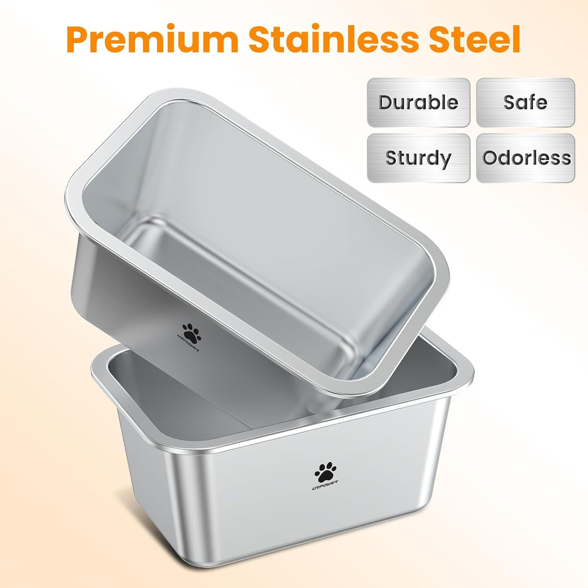 URPOWER 2 Pack 1.25 Gallon Large Dog Water Bowl Stainless Steel Dog - 1.65 Gallon - image 2