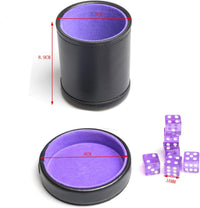 PU Leather Dice Cup Purple Velvet Lined Quiet Shaker with Lid - Purple - image 4