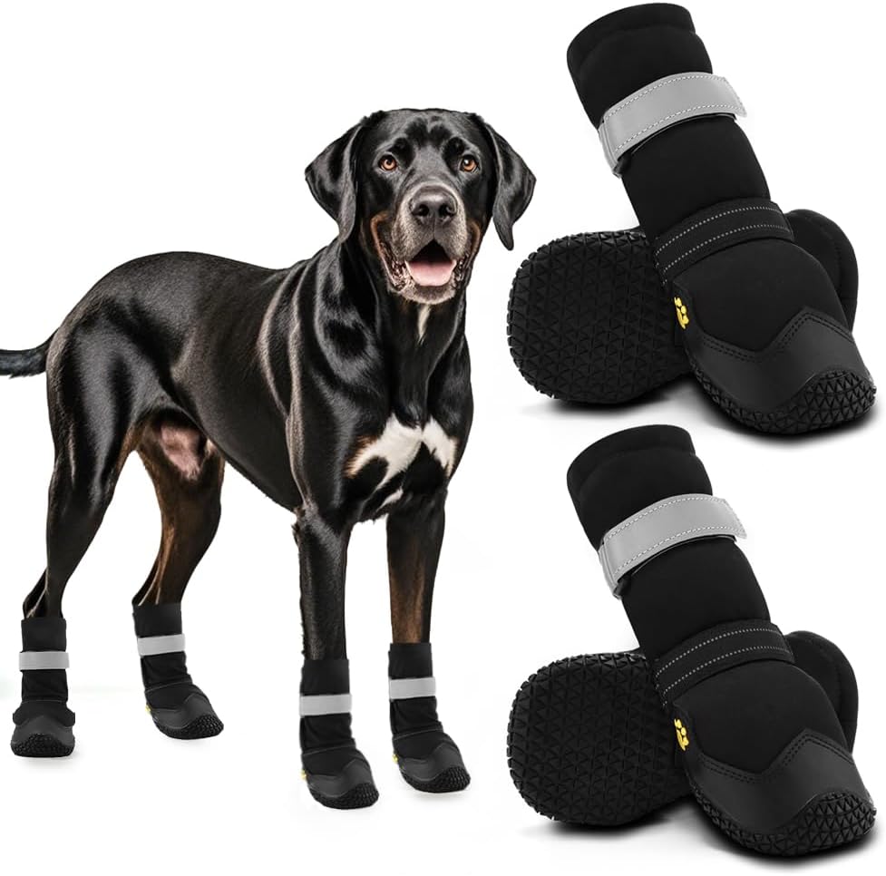 Dog Boots Waterproof Dog Shoes for Medium Large Dogs - Light Black / Width 2.16 in