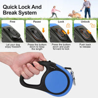 Taglory Retractable Dog Leash, One-Handed Brake, Up to 44 lbs - Blue / Large - image 3