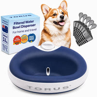 Filtered Portable Dog Water Dispenser - Blue Mini + (6-Pack) Filters / Mini (34 oz / 1L) / Hydration Kits