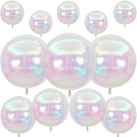 12PCS Iridescent Round Foil Balloons 22" 15" 10" Large Holographic - 22/15/10inch Iridescent