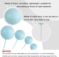ASTARON 32 Pcs Foam Balls Cake Topper Decorations for Party Cake - Blue，gold - image 3