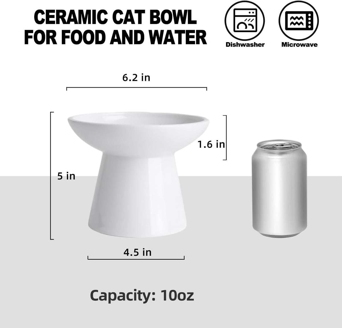 Ceramic Elevated Cat Food Bowls, 6.2" Wide - White / 2 Pack - image 2