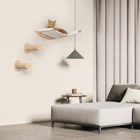Cat Wall Furniture Set,Cat Hammock Wall Mounted Shelf with Two Steps,Cats Shelf and Perches for Wall Sleeping,Playing,Climbing and Lounging for Kitty Large Cats