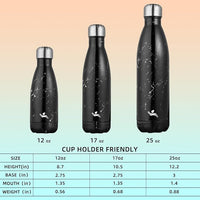 Insulated Water Bottles,17 oz Double Wall Stainless Steel Vacumm Metal Flask for Sports Travel,Marble Midnight