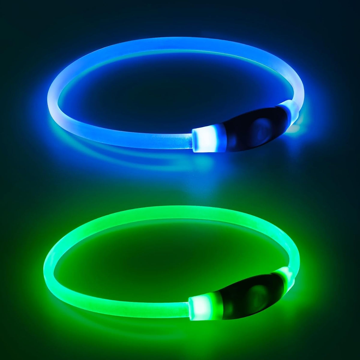 2 Packs Light Up Dog Collar - Green+Blue