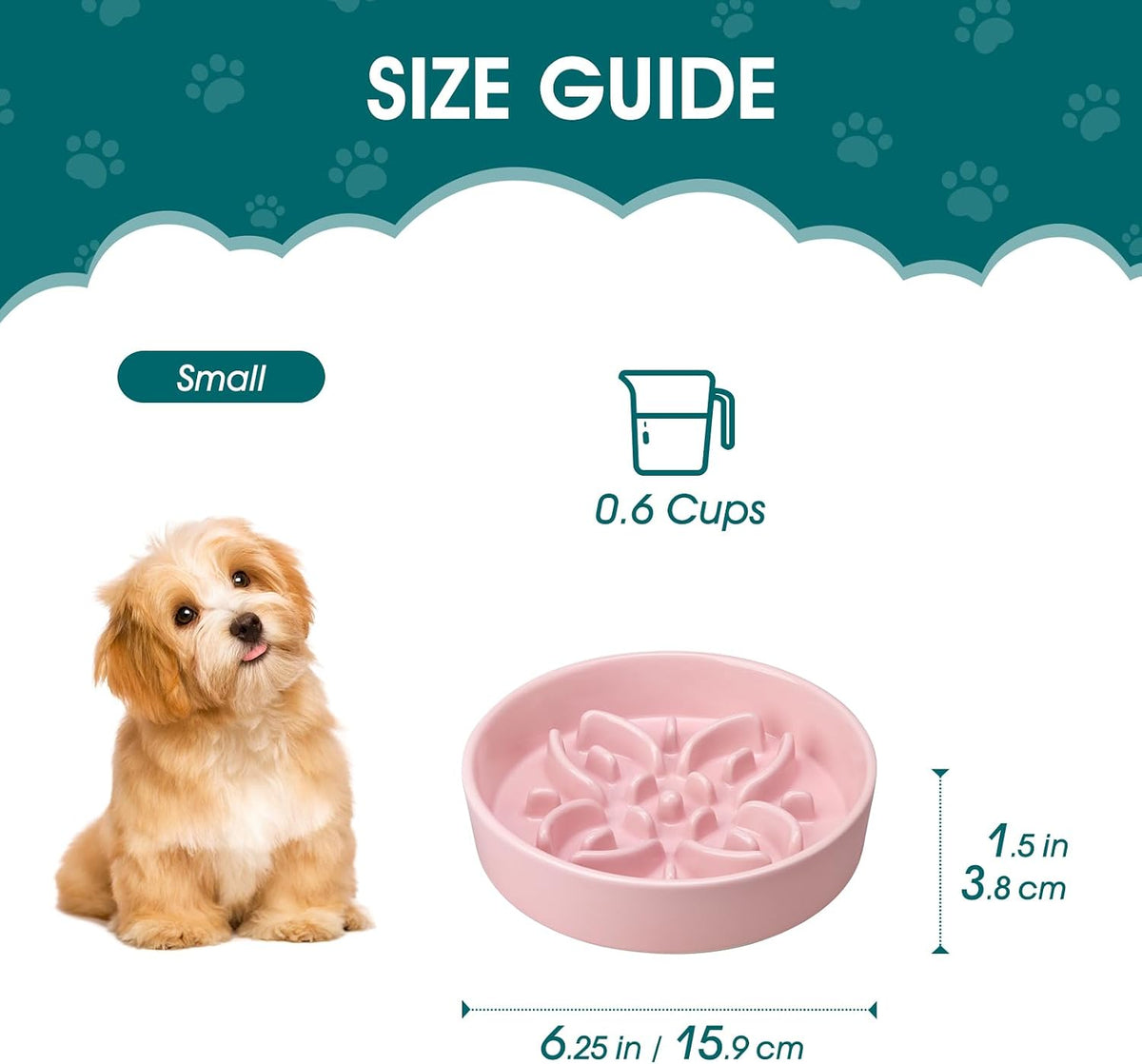 vancasso Ceramic Slow Feeder Dog Bowls - S-0.6 Cups / Pink - image 2