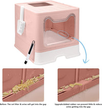 XL Foldable Cat Litter Box with Lid, Jumbo Enclosed Potty - Pink / Large - image 4