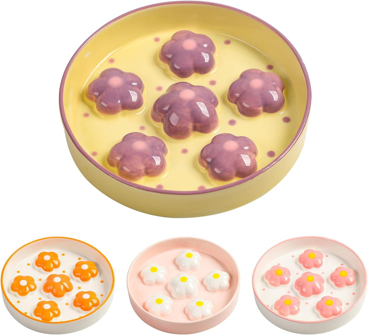 Ceramic Slow Feeder Cat Bowl, 6.3" Whisker Friendly Anti-Vomit - Purple
