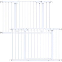 Cumbor 2 Pack 29.7"-48" Baby Gate for Stairs, Mom's Choice Awards Winner-Dog Gate for Doorways, Pressure Mounted Auto-Close Pet Gates for Dogs Indoor, Safety Child Gate with Easy Walk Thru Door,White