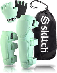 Skitch kids protective gear set with knee pads, elbow pads, wrist guards and bag
