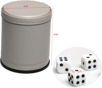Felt Lined PU Leather Dice Cup Set with 6 Dot Dices – Fun for Kids & Family - Lakeblue - image 2