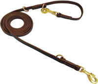 LWBMG Multi Function Leather Dog Leash 8ft Genuine Leather Leash - 8ft x 1/2inch / Brown