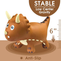 HotMax Bouncy Horse, Dinosaur Hopper Toys for Kids - Brown Triceratops - image 4