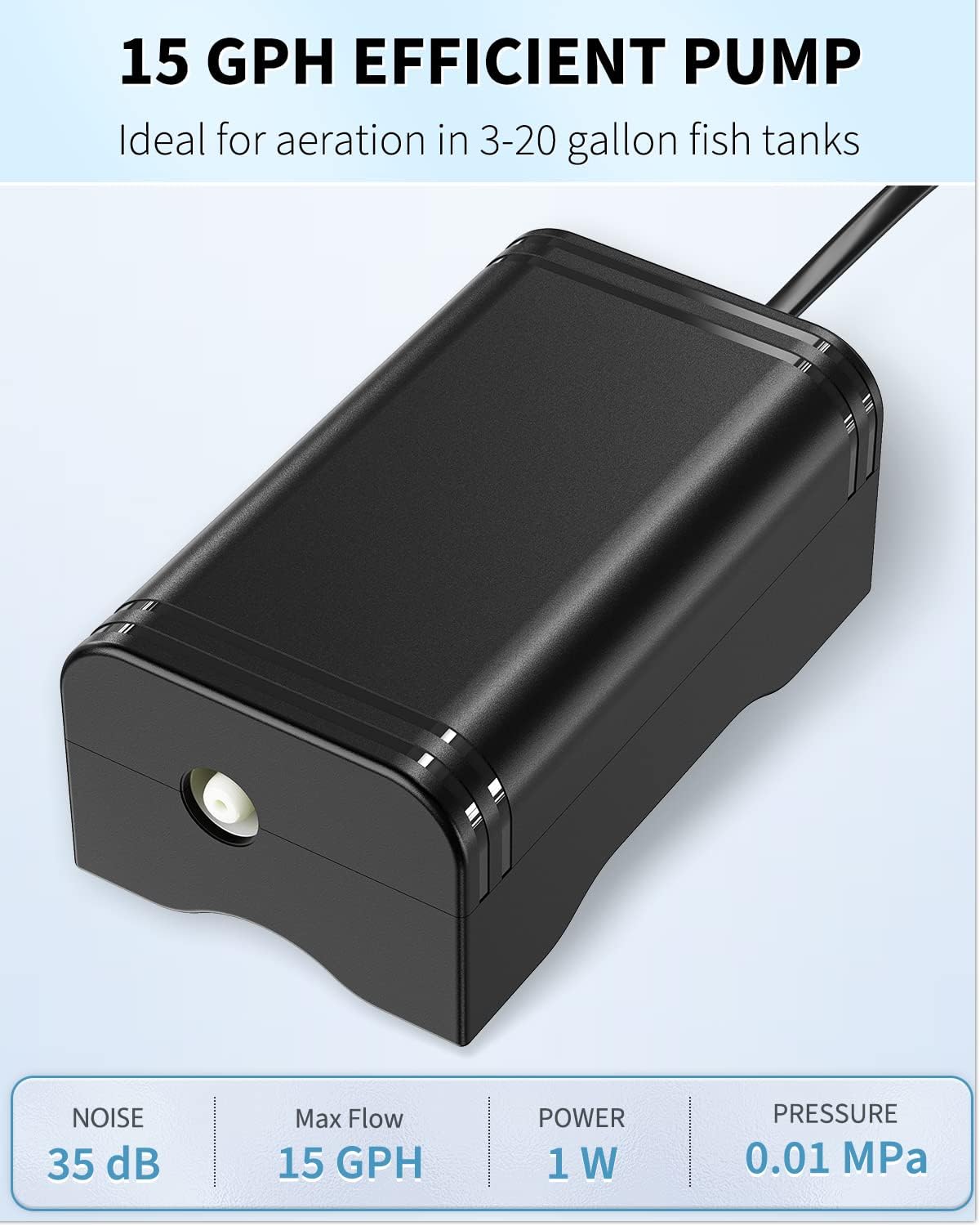 Pawfly Aquarium Air Pump with Nano Bio Sponge Filter Kit Air Control - 3-20 Gal - image 2
