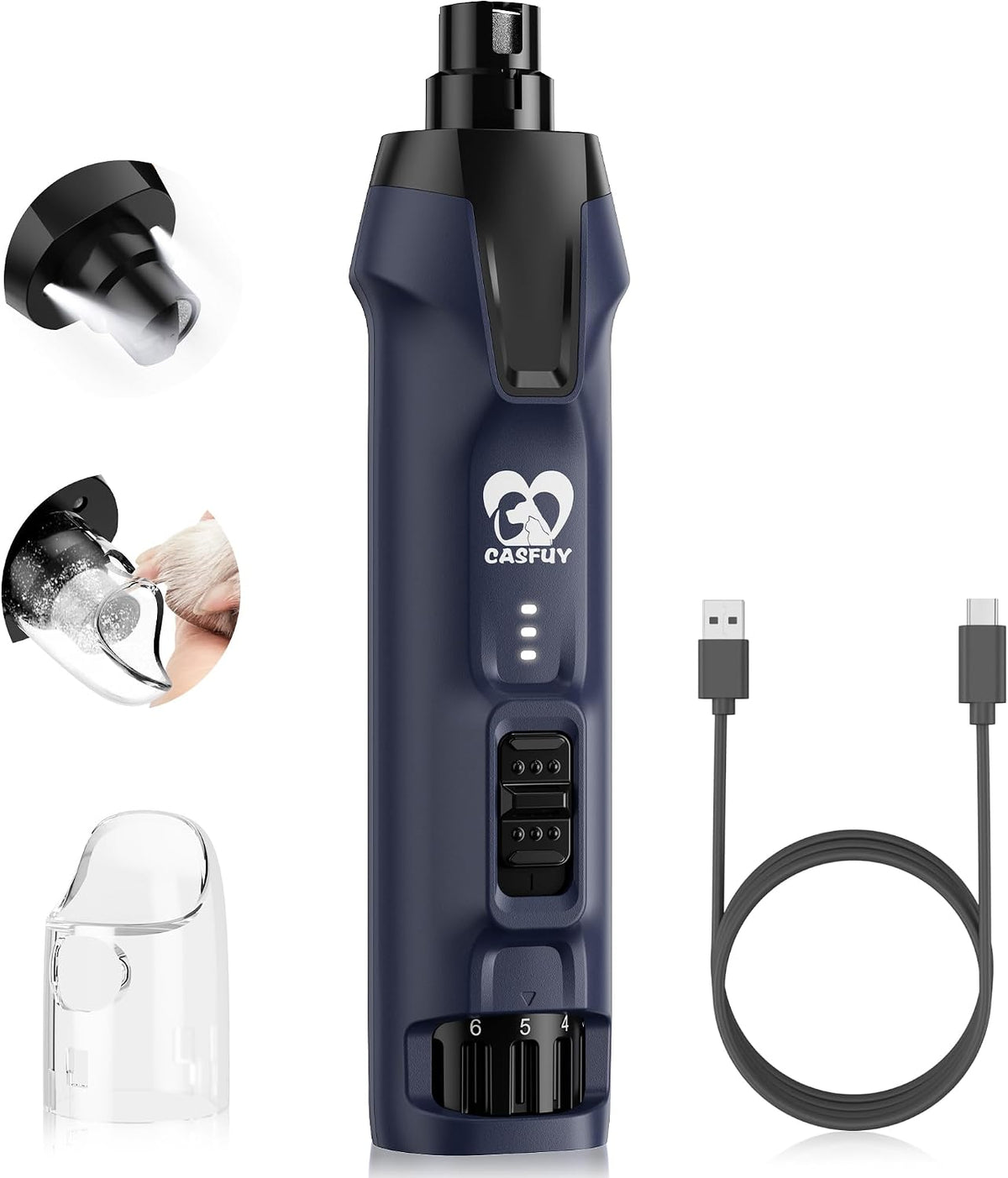 Casfuy 6-Speed Dog Nail Grinder - Blue
