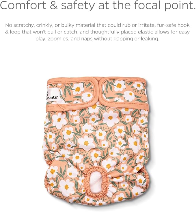 Pet Parents® Washable Dog Diapers (3pack) + Extendrs® of Durable Doggie Diapers, Premium Dog Diapers Female (Small, Daisy)