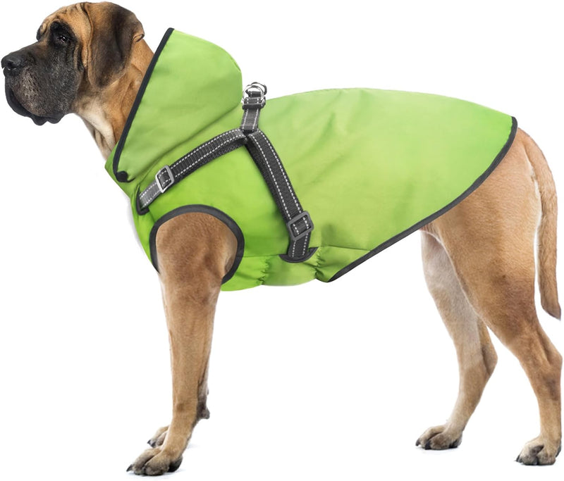 Dog Raincoat Waterproof Dog Hoodie Reflective Dog Raincoat Hooded - M / Green