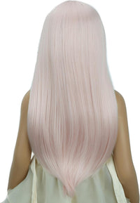 WAVELNM kids long straight black wig with hot pink highlights and bangs - view 19