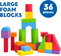 Pairez Toys 36 piece large soft foam stacking blocks for toddlers in six colors - view 6