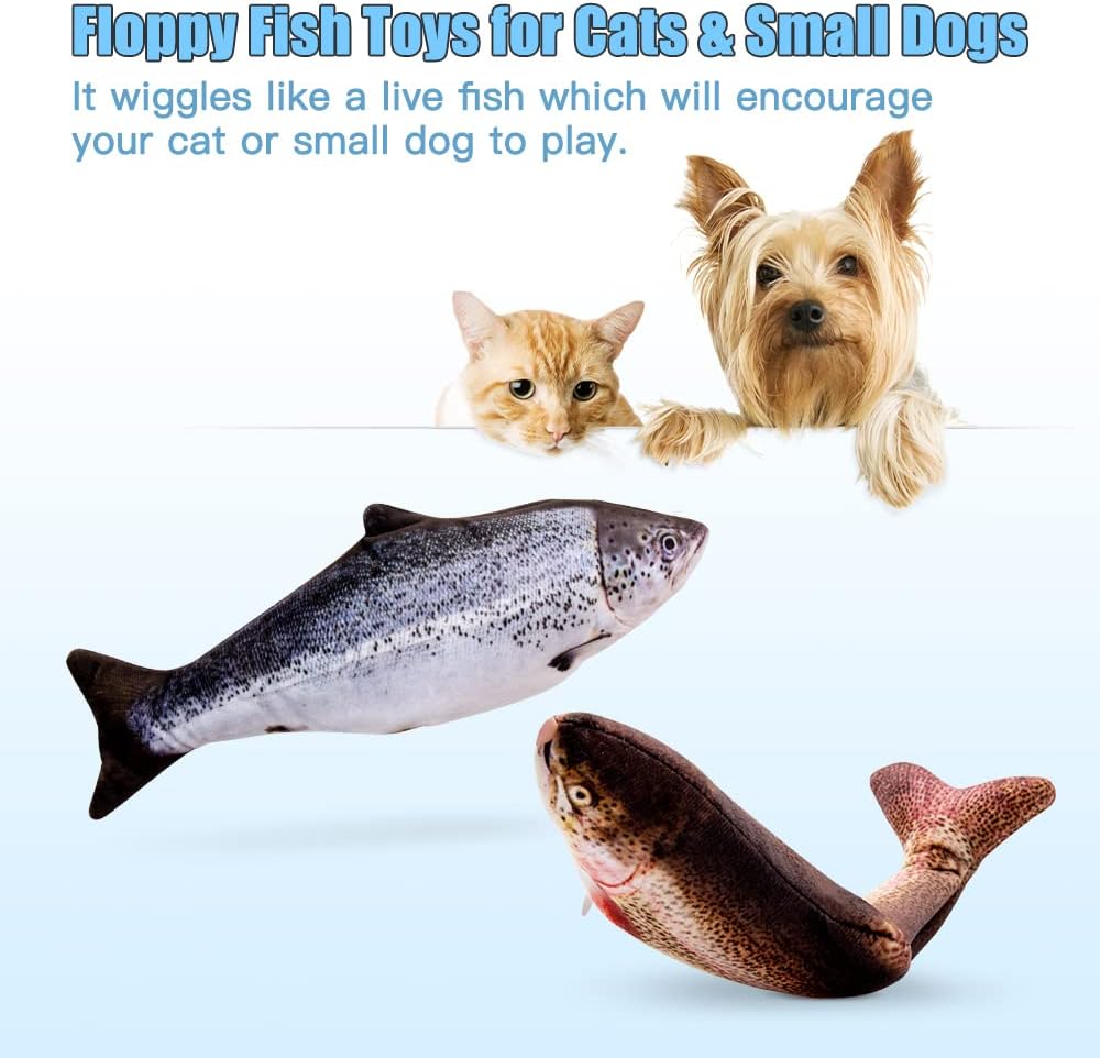 TOOGE 2 Pack 9" Floppy Fish Cat Toys with SilverVine and Catnip - Salmon + Rainbow Trout - image 3