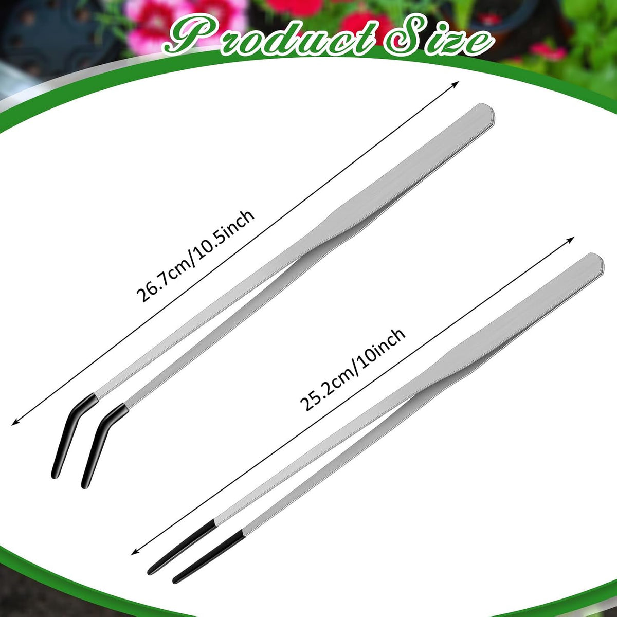 Lasnten 2 Pcs Reptile Feeding Tongs, Long - Silver / 10 Inch, 10.5 Inch - image 2