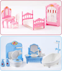 Thildani 35-piece pink and white dollhouse furniture set for bedroom, bathroom, living room and kitc - view 9