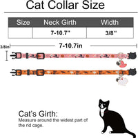 Halloween Cat Collar, Cotton 2 Pack Cat Collar with Bells - Halloween Pink / 7-11'' - image 3