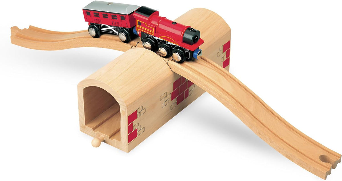 maxim enterprise, inc. Wooden Train Track Over & Under Tunnel Bridge & Easy-Connect Railway
