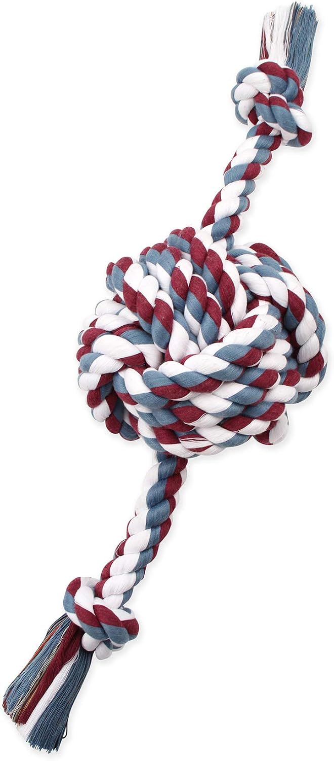 Mammoth Pet Products Flossy Chews Color Monkey Fist Ball with Rope - Colossal 25" / 1