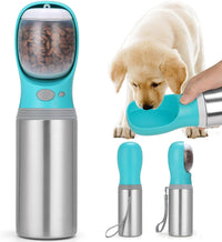 Portable Dog Water Bottle - Food container - Button switch / 14 OZ - Blue