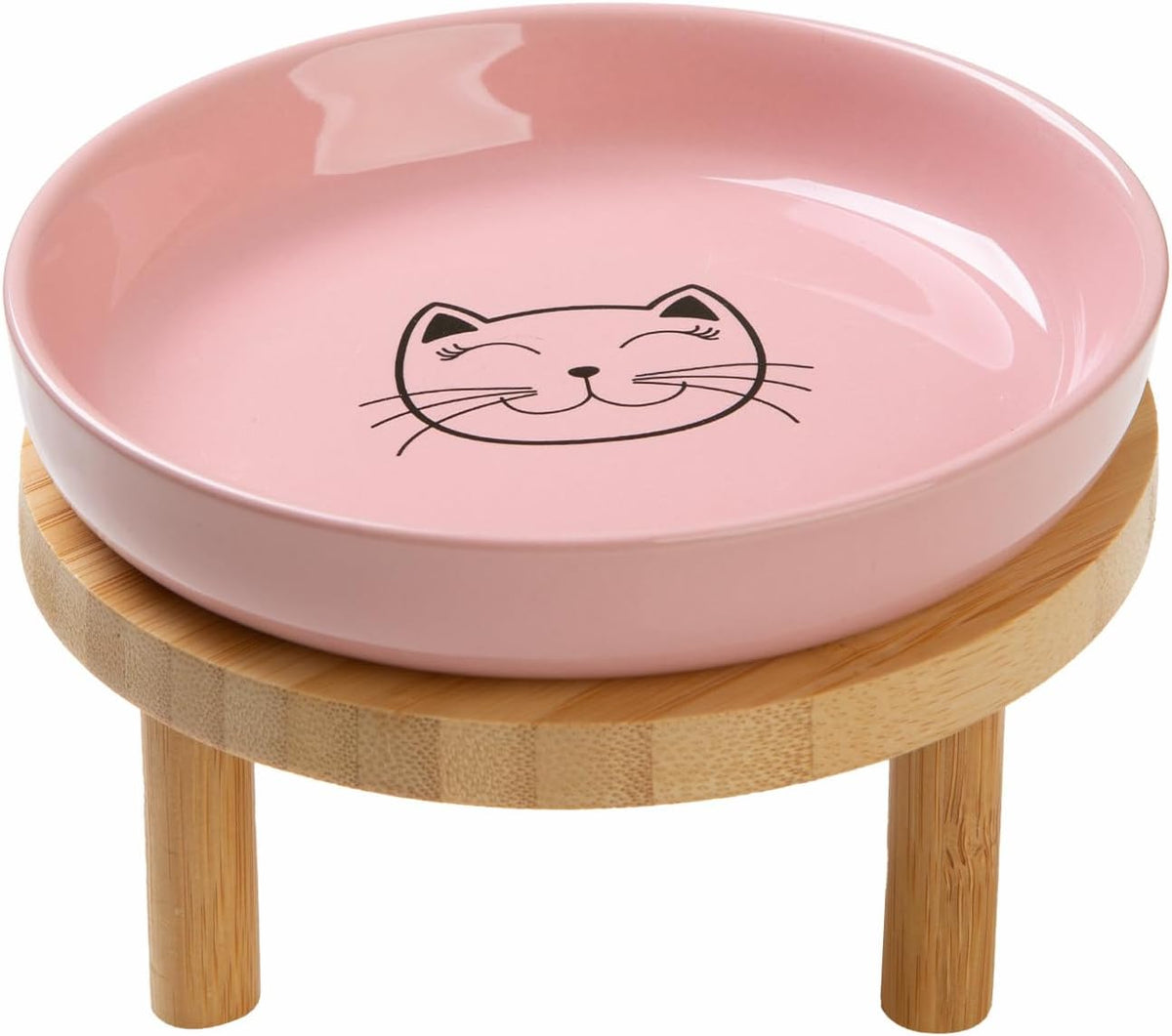 Shallow Wide Elevated Cat Bowls Whisker Fatigue – Essentials for Cats - Pink / Plate with stand(set of 1)