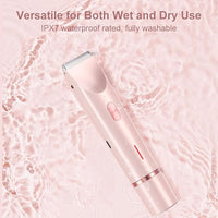 Bikini Trimmer for Women 2025 Upgrade Dual Head Shaver Women Ceramic Blades 2-in-1 Women's Body Shaver Electric Razor 90min Cordless Runtime Waterproof Travel Grooming Kit (Blue)