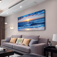 Lapremoly Large Wall Art For Living Room Canvas Wall Decor For Office Bedroom Wall Decorations Blue Ocean Beach Wall Painting Sunny Sea View Wave Wall Pictures Artwork Hotel Home Decor 30" X 60"