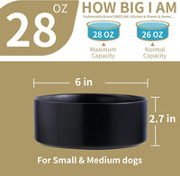 Black Elevated/Raised Dog Bowl Ceramic with Wood Stand for Medium - Black / 6 Inch - image 3