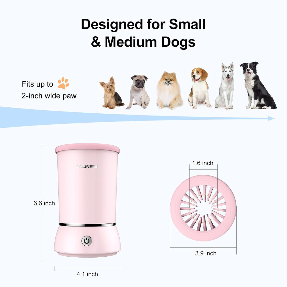 DOGNESS Automatic Dog Paw Cleaner Cup Paw Washer for Medium & Large - Pink / Small & Medium Dogs - image 3