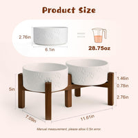 SPUNKYJUNKY Ceramic Dog Bowls with Acacia Wood Stand - 28.74 oz / Dog Paw White - image 2