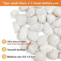 HappyFiller Natural Decorative White Pebbles Polished Rocks Stones for Aquarium Gravel,Fish Turtle Tank,Outdoor Indoor Succulents Plants Top Dressing,Graden Landscaping,2 LB