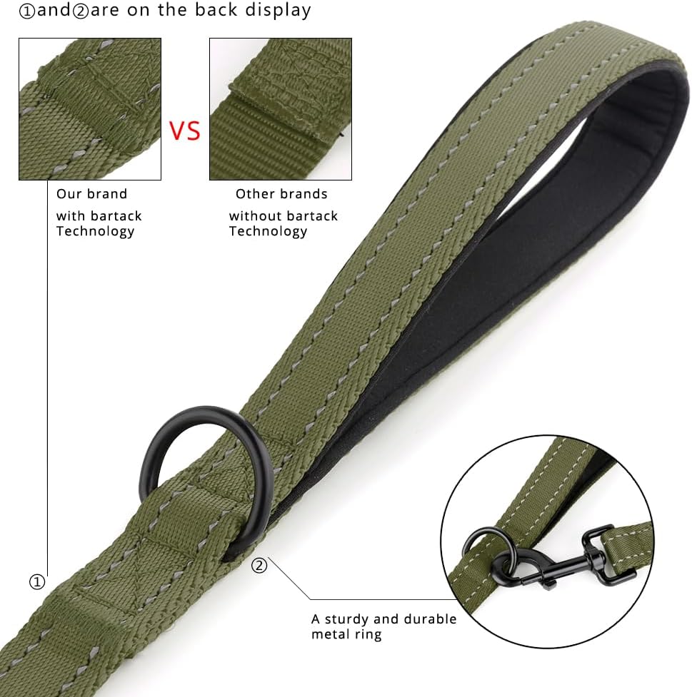 Plutus Pet Double Handle Dog Leash, for Medium Large Dogs - 5 FT / Ranger Green - image 3