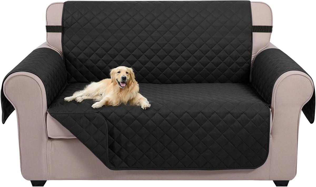 U-NICE HOME Loveseat Sofa Cover for 2 Cushion Couch, Dark Grey – Essentials for Pets - Black/Black / 45''loveseat-small