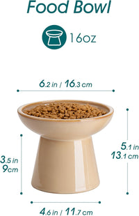 vancasso 2-Pack 6.2" Wide Elevated Cat Bowls - Brown / Double Food Bowl Set - image 2